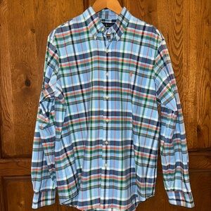 Ralph Lauren Men's Classic Fit Blue Plaid Shirt